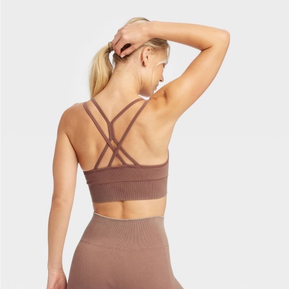 JoyLab Ribbed Seamless Sports Bra NWT Brown - Picture 2 of 6